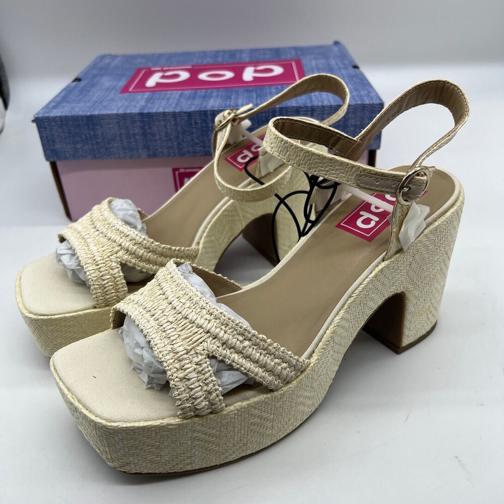 Pop Womens Applaud Heeled Sandals Natural Cream Color Size 9.5M